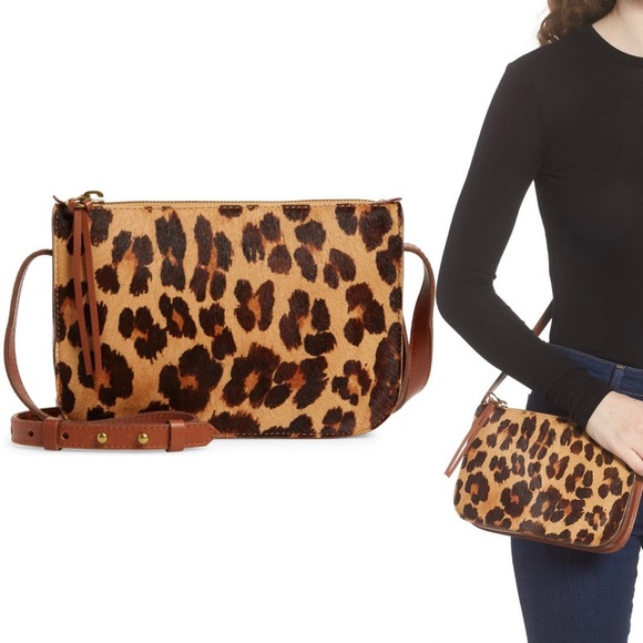 NWT Madewell Simple Leopard Print Genuine Calf Hair Crossbody Bag - Picture 3 of 17